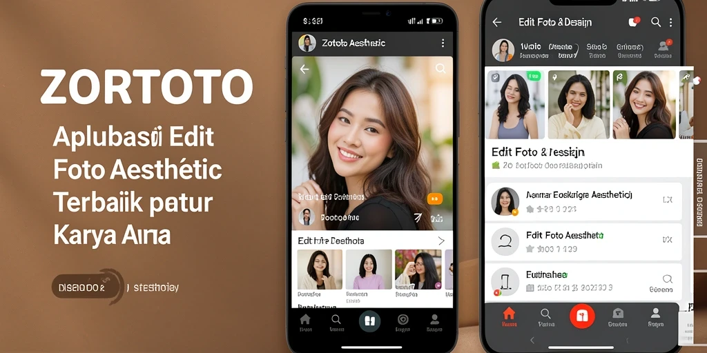 Tampilan antarmuka ZORTOTO yang menarik dengan banyak pilihan edit foto aesthetic.